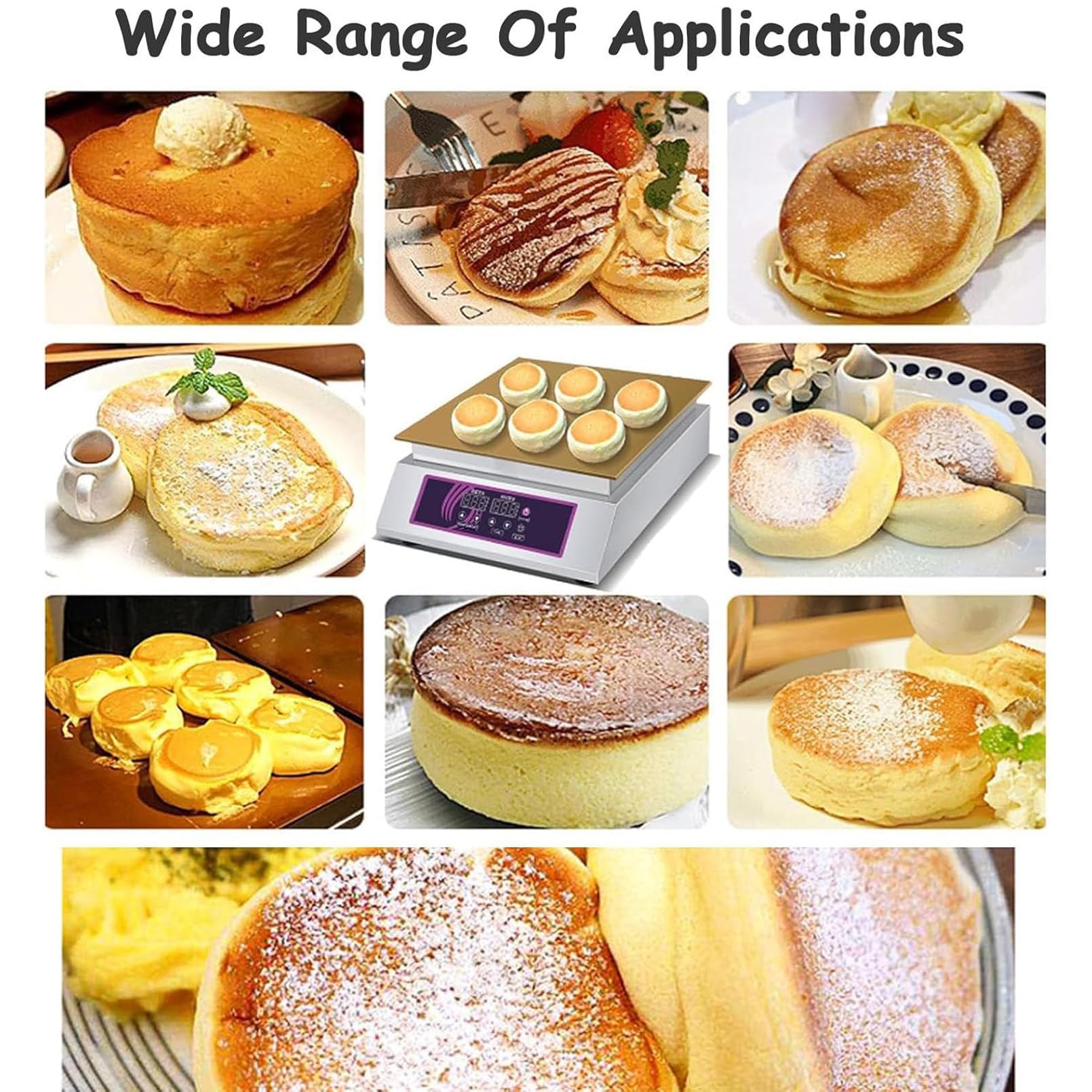 Máquina eléctrica para soufflé, dorayaki, de acero inoxidable SingleHead | con placas de cobre puro, de calidad comercial, para soufflé, panqueques y muffins. Pantalla digital