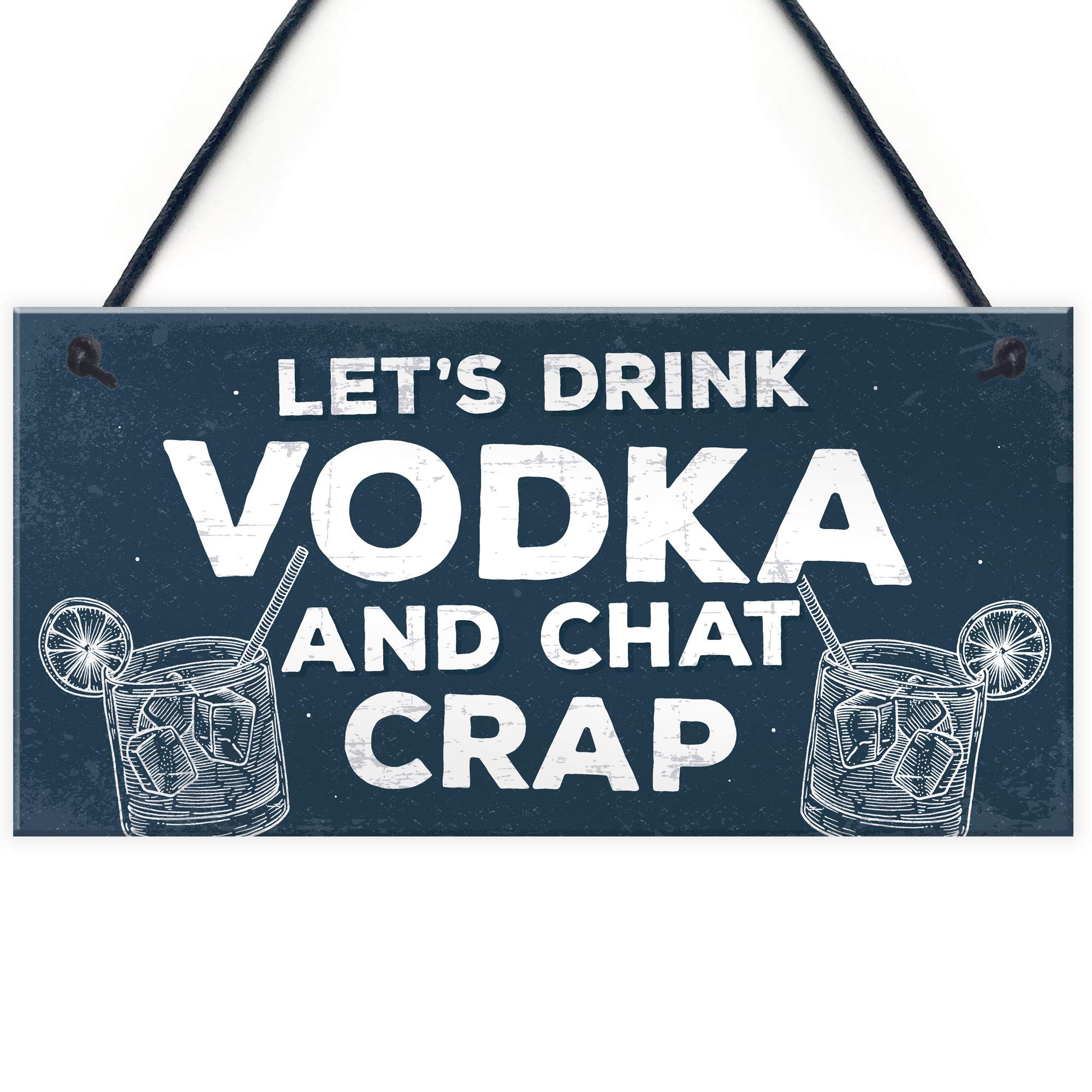 Red Ocean Funny Lets Drink Vodka Alcohol Gift Man Cave Home Bar Hanging Plaque Pub Sign Gift