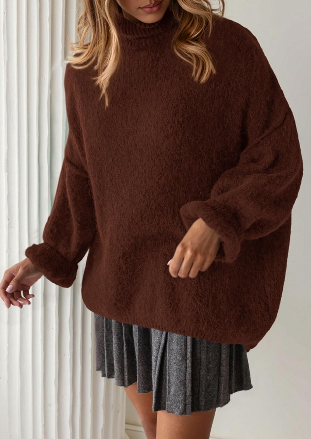 PRETTYGARDEN Oversized Sweaters for Women Fall Clothes 2026 Long Sleeve Mock Neck Tops Chunky Knit Pullover Winter Clothing - Image 8