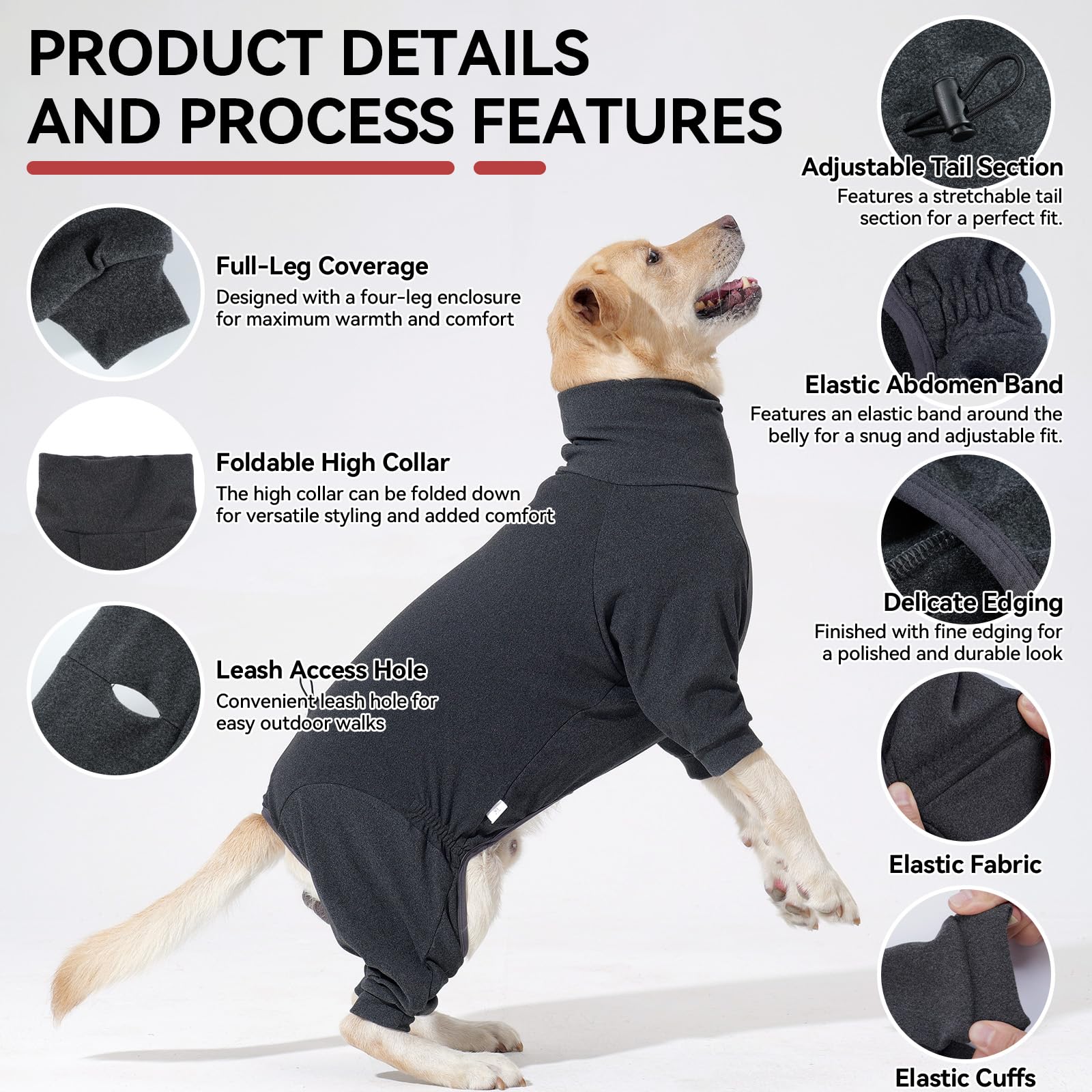 Hjyokuso Dog Jumper, Dog Jumpers For Small Medium Large Dogs, Dog Fleece Jumper, Dog Jumper With Legs, Warm Dog Sweater, Dog Jumper With Harness Hole, Dog Coat, Dog Onesies Dog Hoodie Dog Clothes 2XL - Image 3
