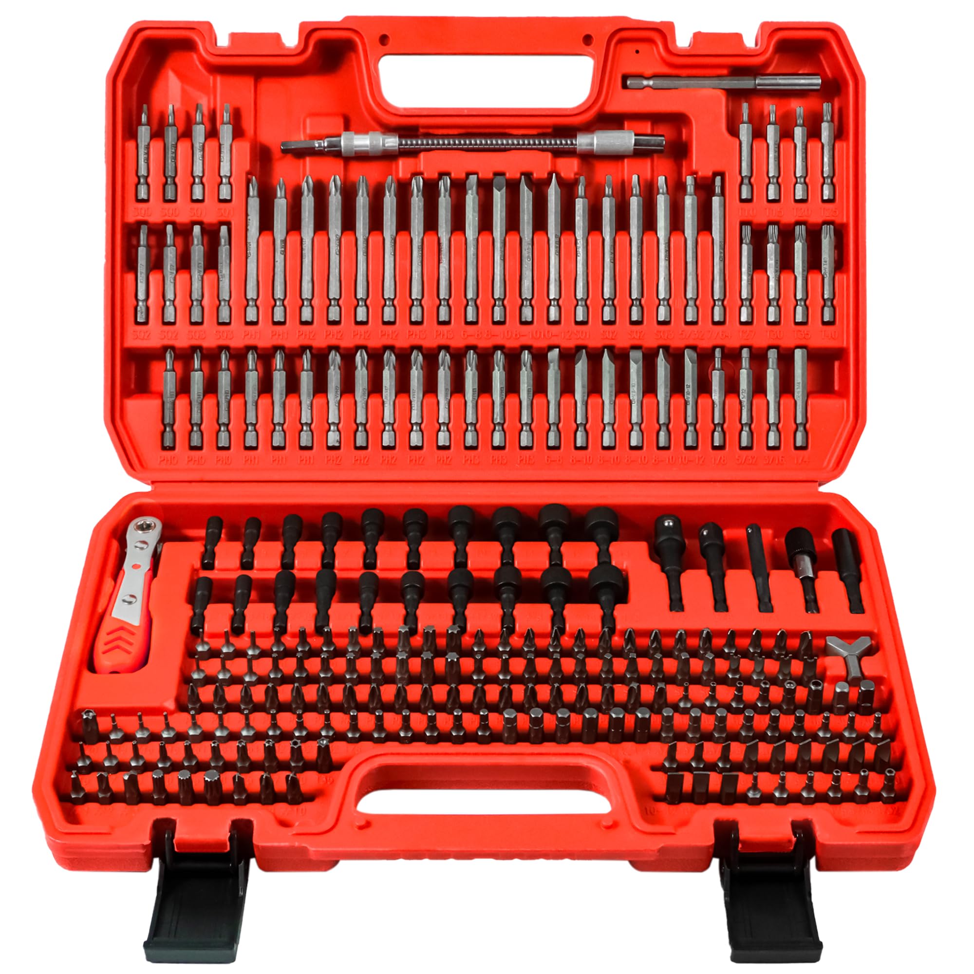 AMM 232-Piece Ultimate Screwdriver Bit Set, Cr-V Steel Impact Driver Bits, Includes Security, Drill, Nut Driver, Ratchet Wrench & Holder