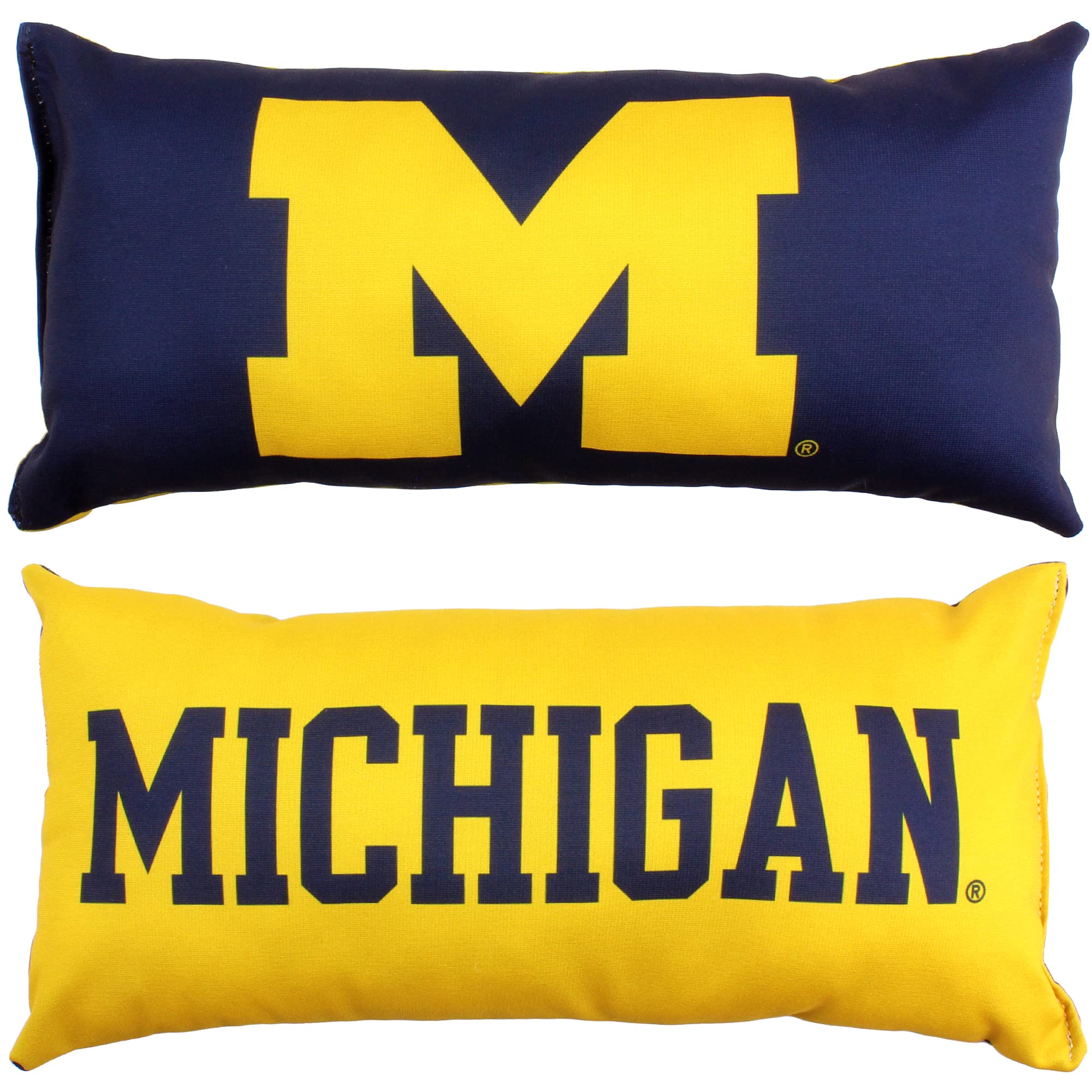 College CoversSolid Color Bolster Travel Pillow, 1 Count (Pack of 1), Michigan Wolverines