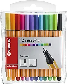 STABILO Point 88 Mini Caneta Ponta Fina – 120.7800 – Multicor – Pacote de 12