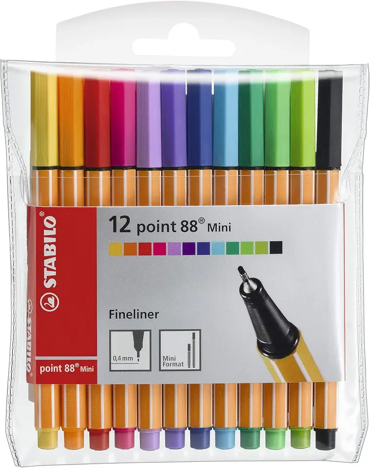 STABILO Point 88 Mini Caneta Ponta Fina – 120.7800 – Multicor – Pacote de 12