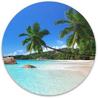 Atufsuat Mouse Pad, Premium-Textured Small Round Mousepad 7.9 x 7.9 Inch, Cute Mouse pad for Wireless Mouse, Waterproof Non-Slip Rubber Base Mouse Mat for Laptop PC Office Women Kids, Coconut Trees