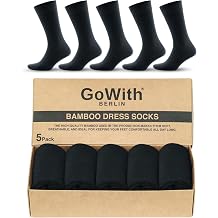 GoWith 5 Pairs Bamboo Mens Dress Socks, Rayon Business Crew Socks, Soft Comfortable Thin Breathable, Gift for Him