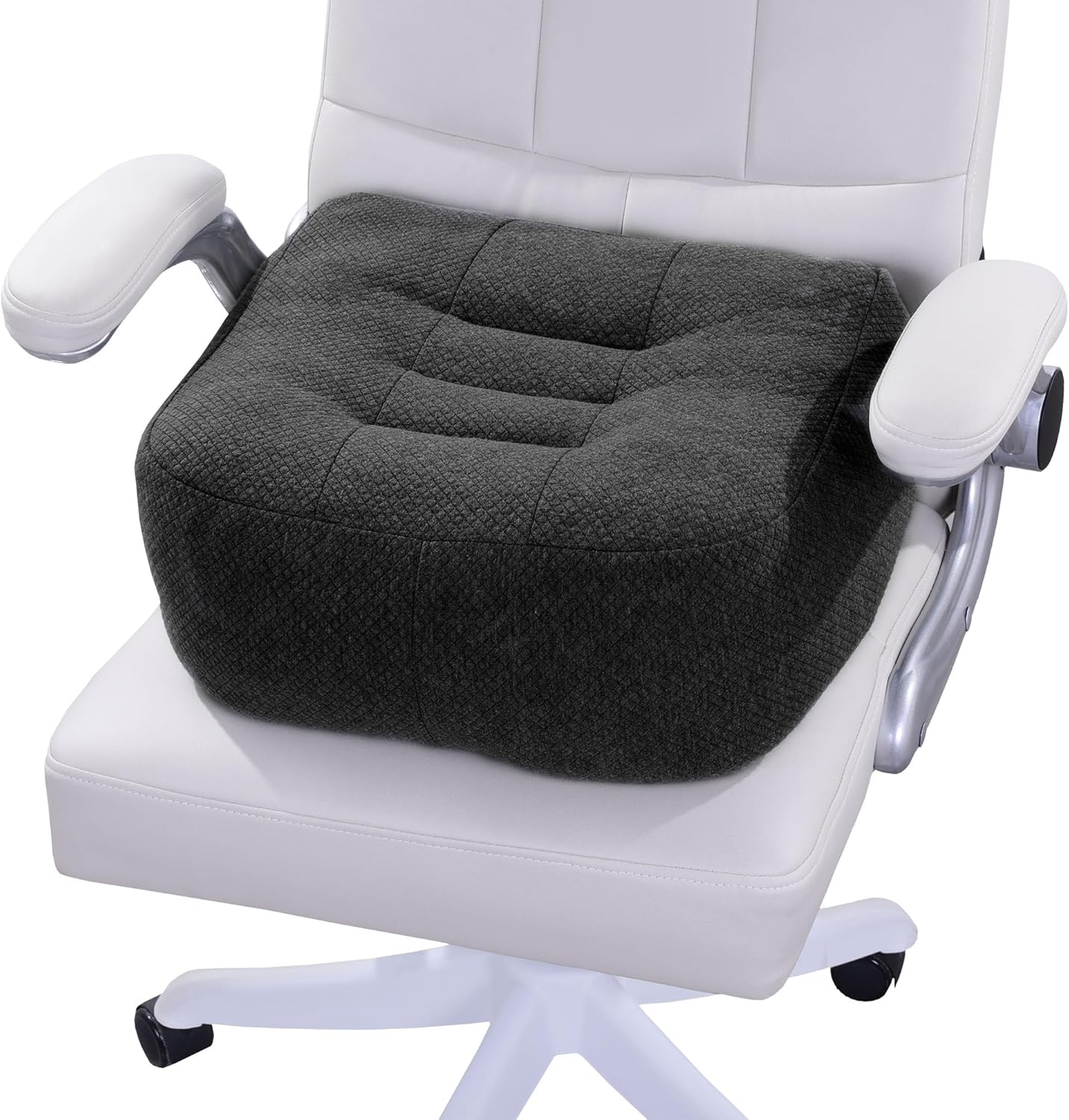 HOMBYS Extra Thick Chair Cushions for Office,5 in Breathable Adult Booster Seat for Car,Car Seat Cushion to Raise Seat Height,Shredded Memory Foam Desk Chair Cushion for Long Sitting,Black