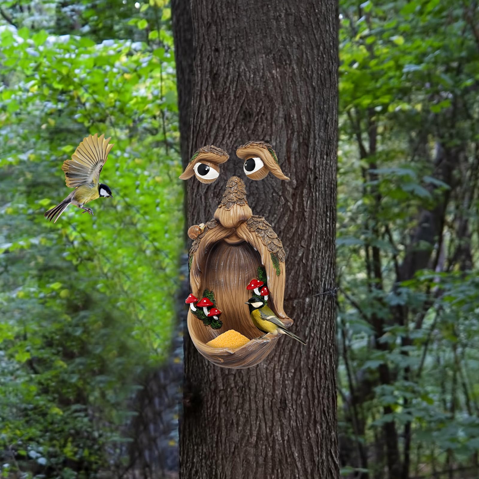 Mangiatoia per uccelli viso albero, mangiatoia per uccelli