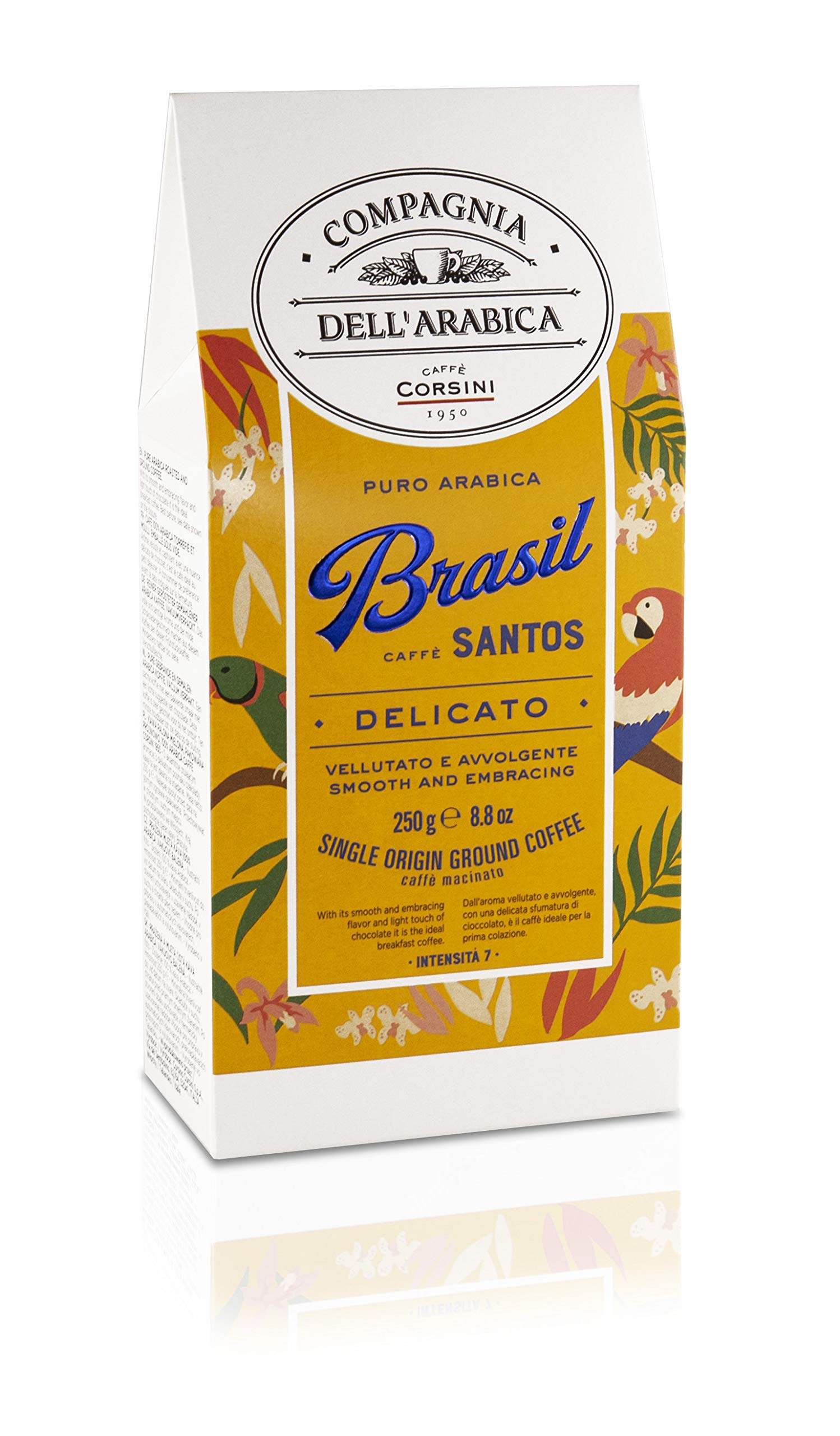 Caffè Corsini Compagnia Dell'Arabica, Tris of ground coffee, Brazil Colombia India, Arabica, Monorigine Specialty Coffee, Pack of 3 Coffees, 3 x 250 g