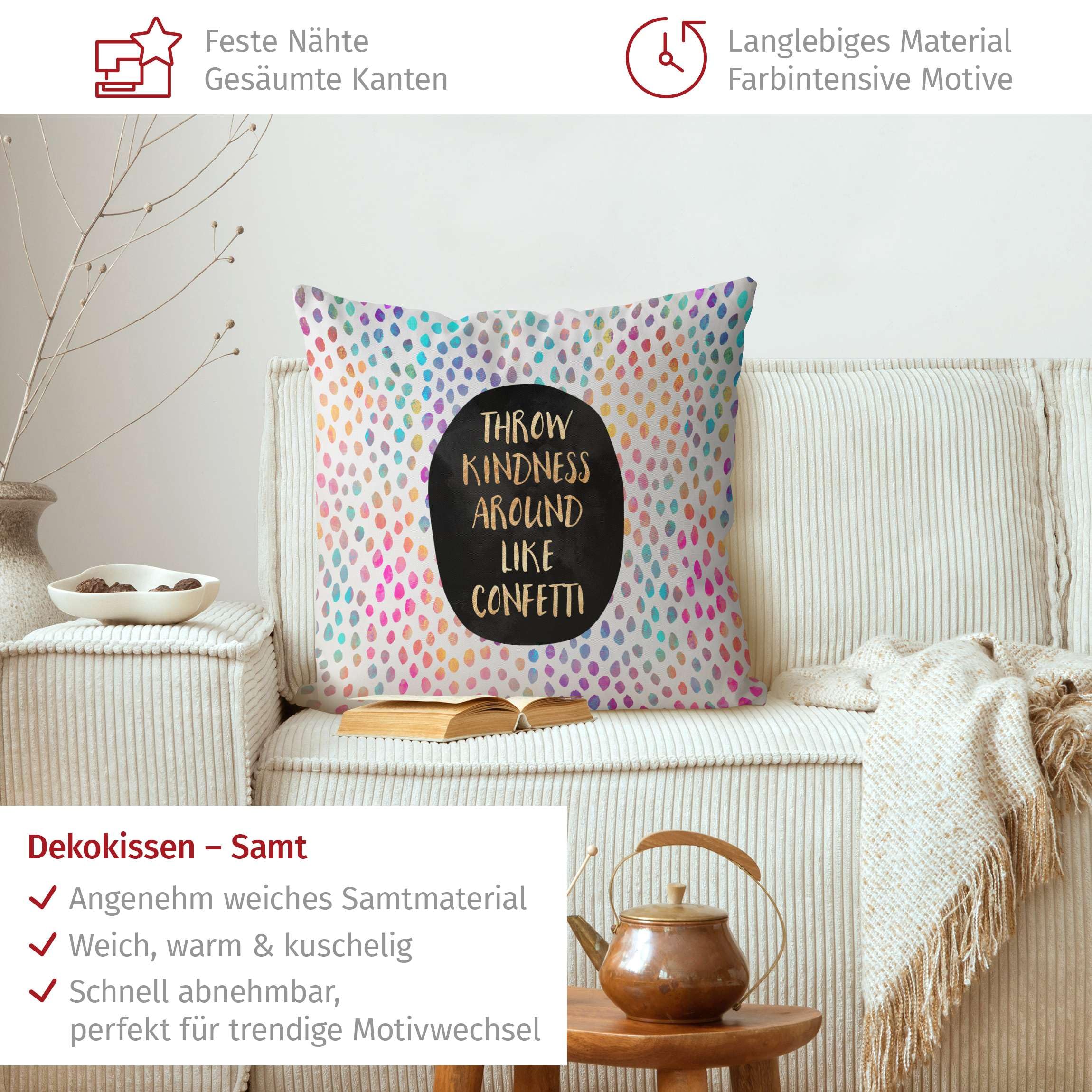Dekokissen drinnen/Indoor waschbar Sprüche mit Füllung Zierkissen - Made in Germany - Design Bezug bunt Sofakissen Aquarell Abstrakt Indoor Sofa Bett 2145