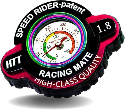 WhaleFlame - Tapa de radiador de alta presión con medidor de temperatura de 1.8 bar (25.6 psi), monitoreo de temperatura en tiempo real para evitar