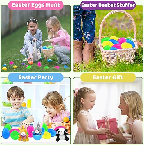 Miniatura 7 de 12 huevos de Pascua precargados con temática de animales con juguetes de peluche en el interior para cestas de niños y recuerdos de fiesta