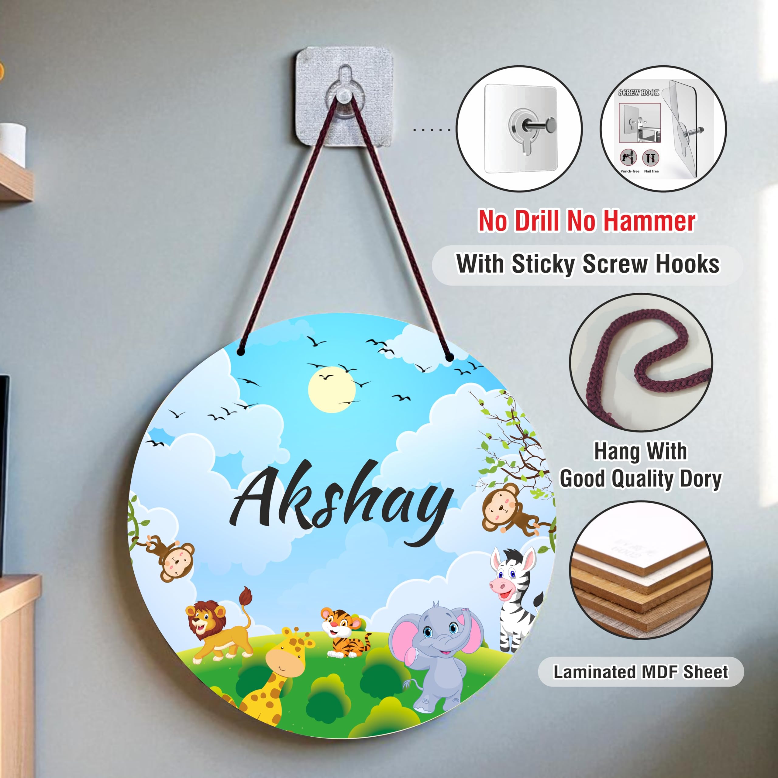 Personalized Kids Name Plate - Animal Theme -2 Personalized Kids Name Plate - Animal Theme -2