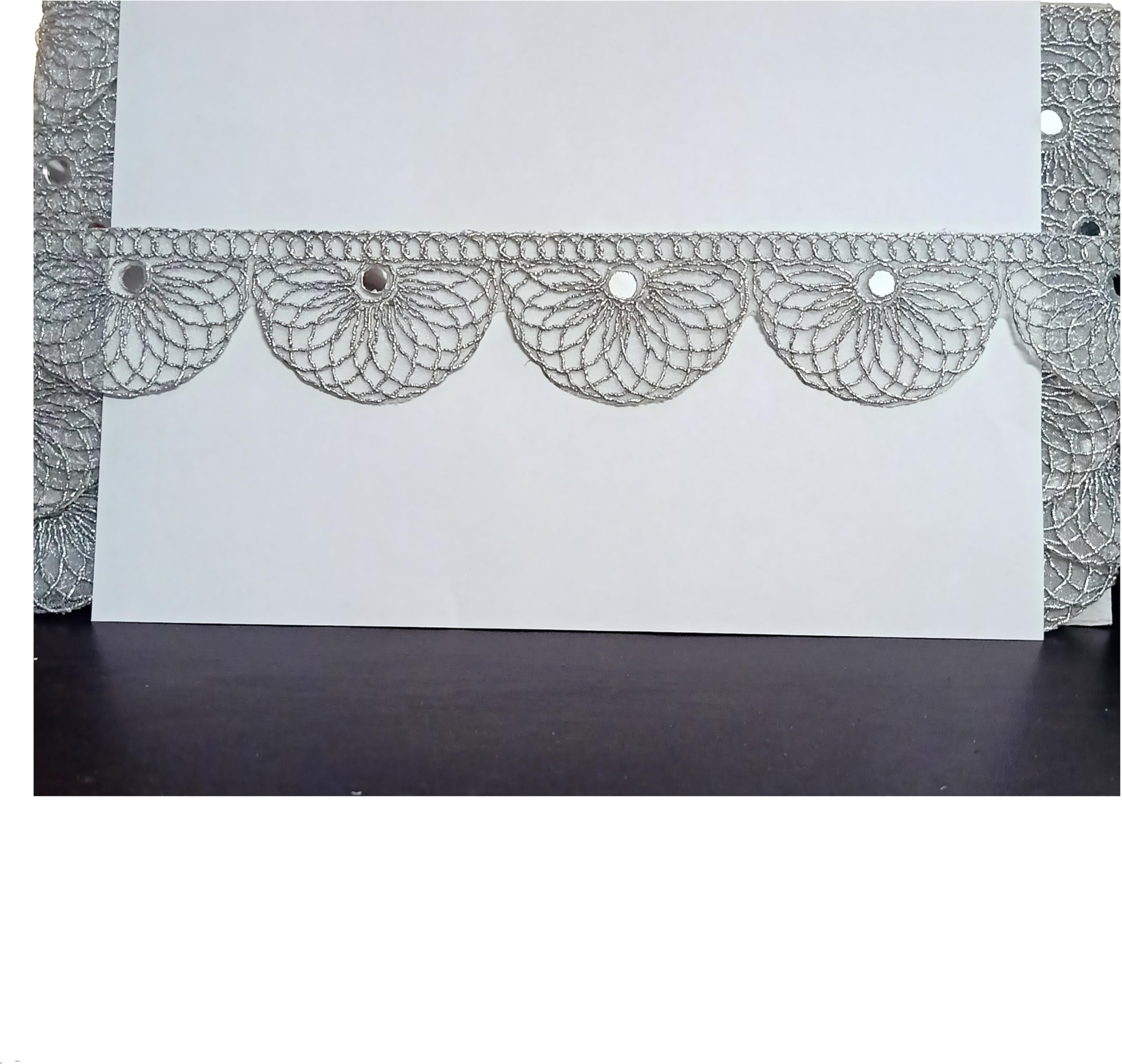 GenericR N Creation Silver Mirror Design Gota Patti Sewing Ribbon Embroidery Zari 9Mtr Lace for Women's Sarees Lehengas Dupattas Choli Suits and Decorations and Craft.