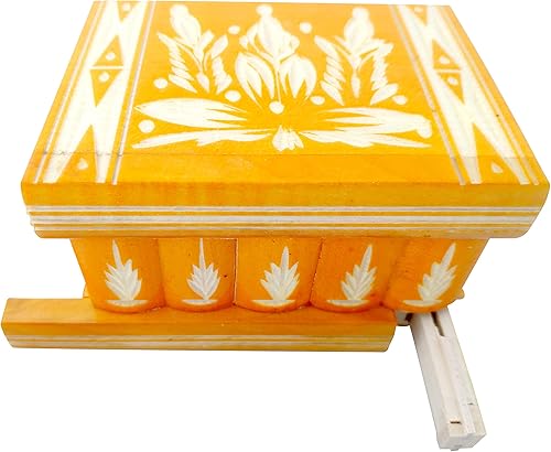 Miniatura 3 de Joyero de madera con compartimento oculto y llave, caja de rompecabezas secreta tallada hecha a mano, caja ideal para adultos y niños, caja de