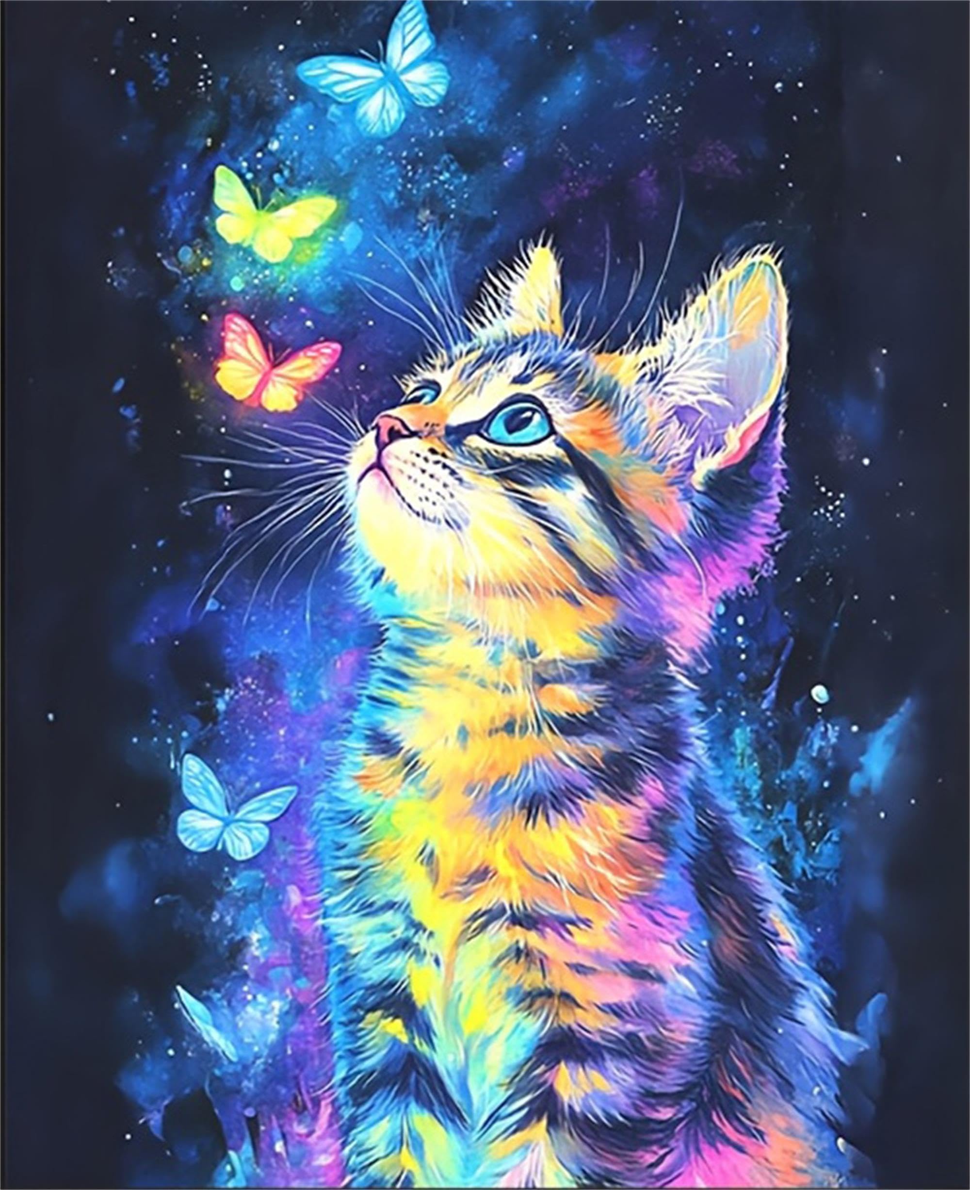 Nianxi 5D Cat DIY Diamond Painting Kit for Adults,Butterfly Diamond Art Kits for Beginner,Painting by Diamonds,Gem Art Kits Round Drill for Home Wall Decor Gifts for Women, Men (Cat)