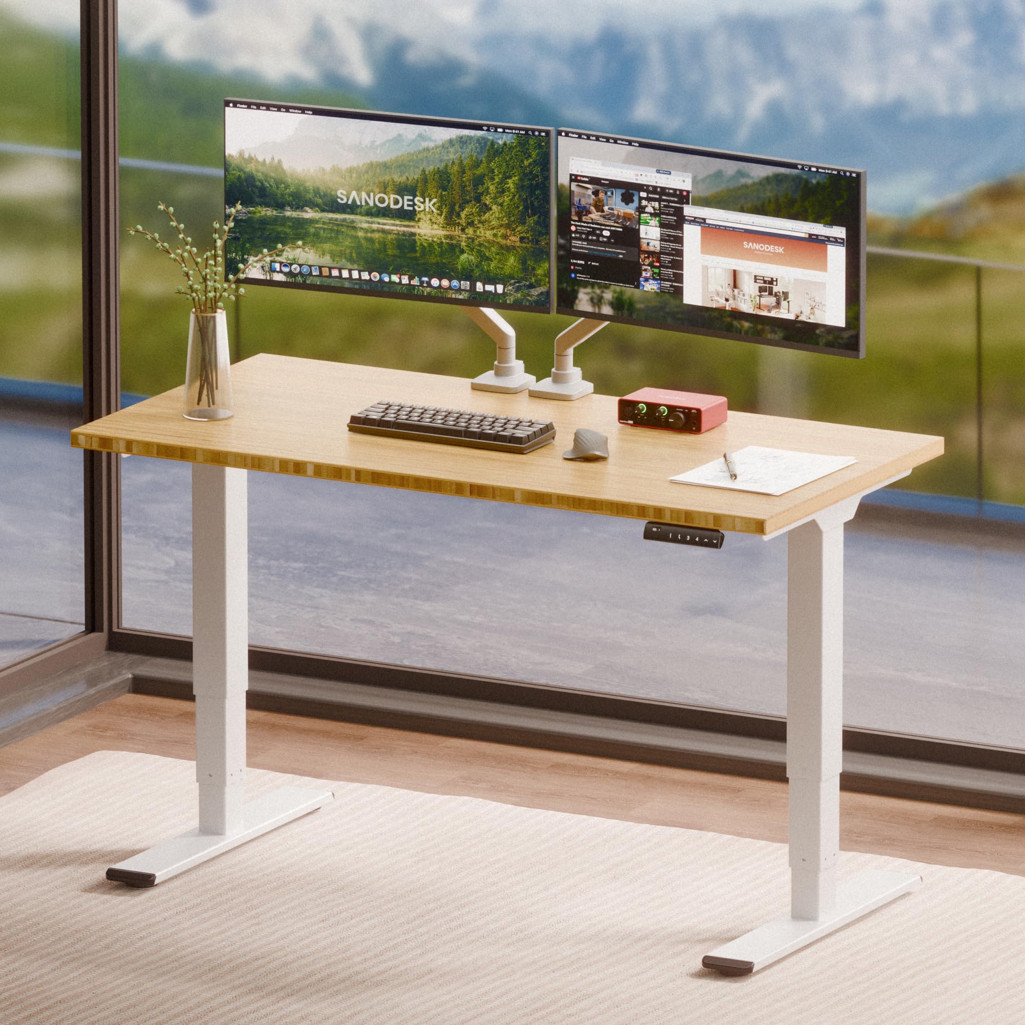 SANODESK Solid Bamboo Dual Motor Standing Desk