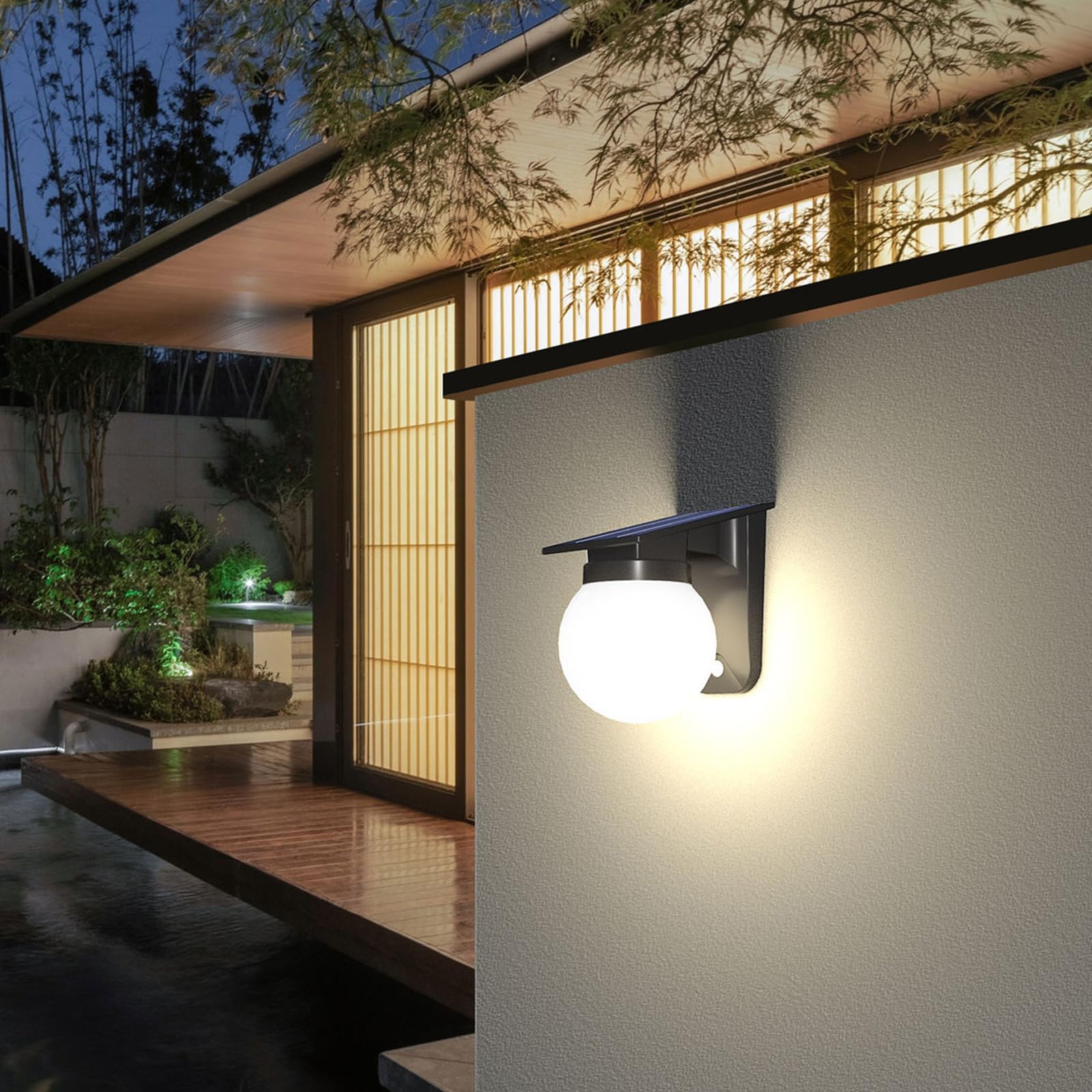 Solarna lampa ścienna zewnętrzna, IP65, wodoszczelna lampa solarna do użytku na zewnątrz, bateria 3600 mAh, 3 W, 280 lumenów, do 12 ~ 16 godzin, solarna lampa zewnętrzna do ogrodu, domu, na