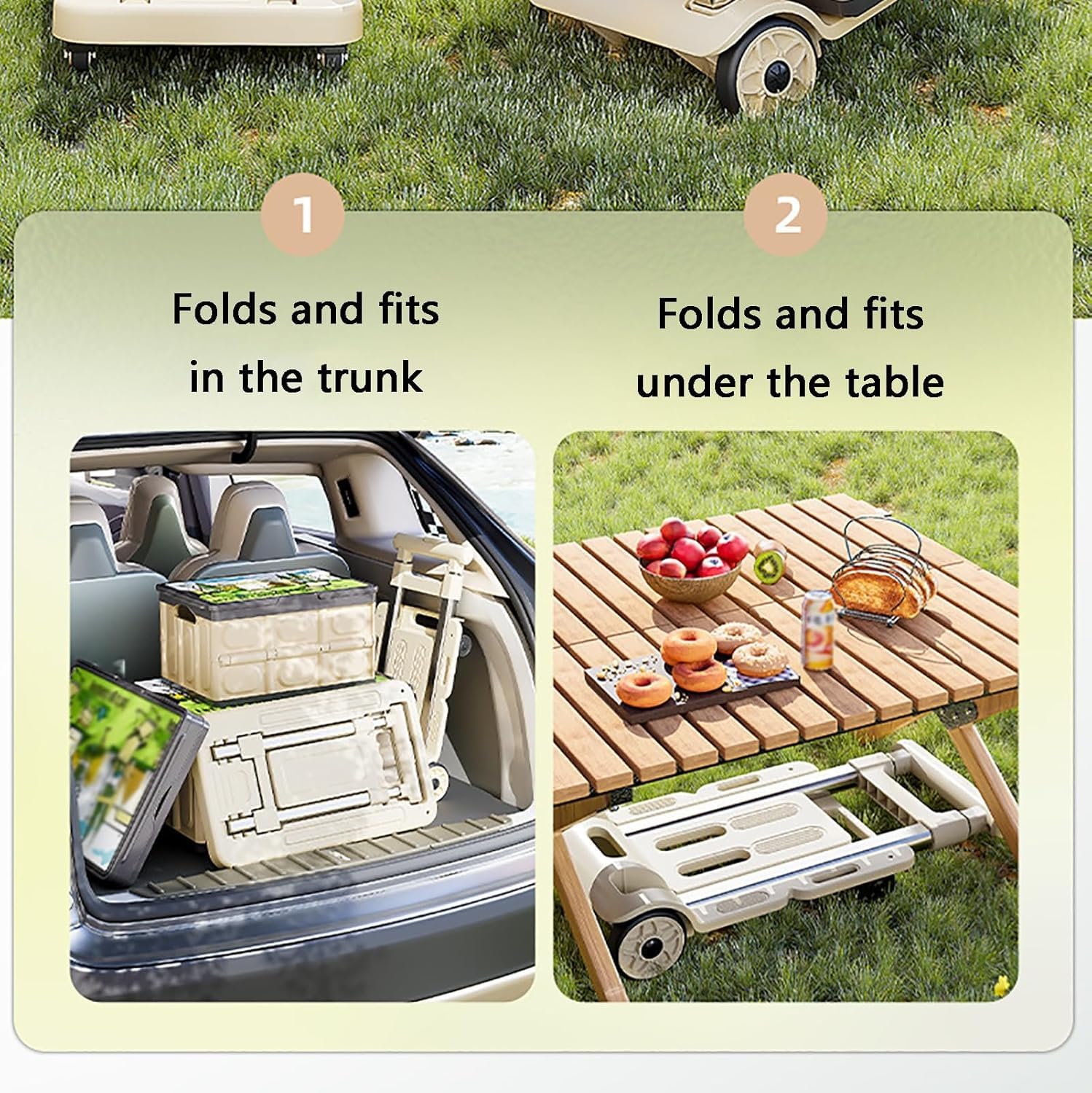 Chariot pliable léger et robuste avec roulettes, chariot utilitaire portable pour la maison, le shopping et le camping