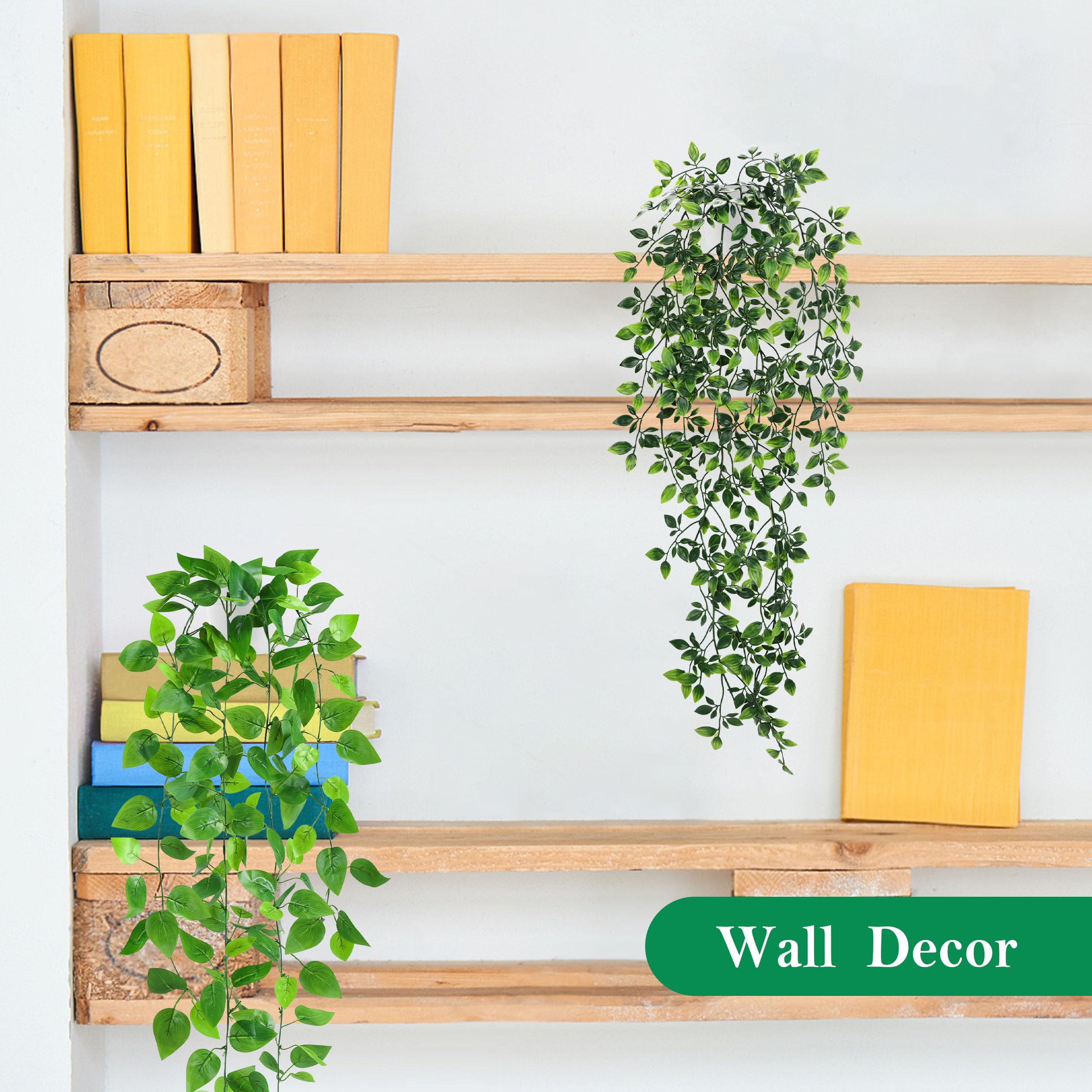 Der Rose 2 Pack Fake Plants Artificial Plants Indoor Faux Hanging Ivy Vines Plants for Home Bathroom Shelf Wall Bookshelf Decor - Image 2