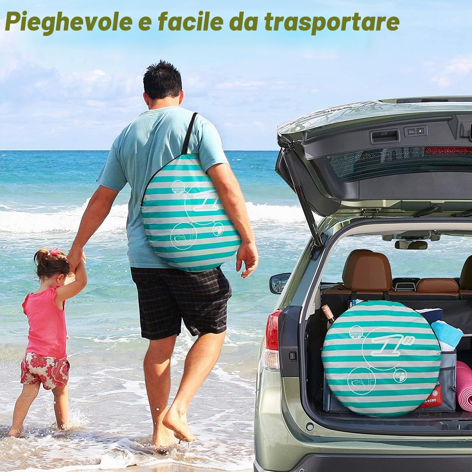 Tenda da Spiaggia per Bambini Pop Up, Tenda da Spiaggia per Bambini con Mini Piscina, Tenda da Spiaggia Portatile Pop Up con Protezione UV, Tenda da Sole per Piccoli Bambini, per Picnic, Giardino