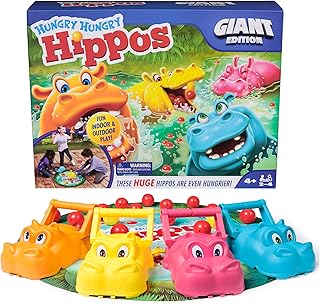 Spin Master Games, Hungry Hungry Hippos Giant Edition, Family Game for Indoor & Outdoor Play with Oversized Board, Prescho...