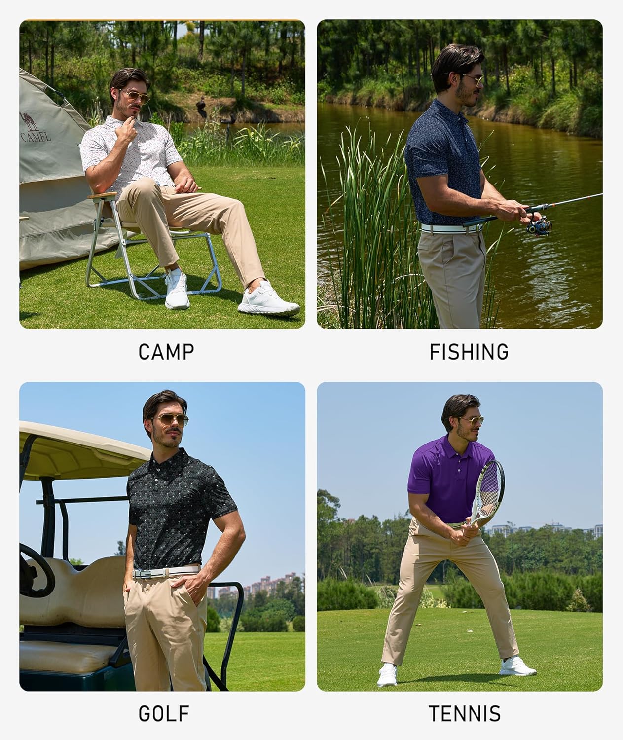 ZITY Mens Golf Polo Shirts Short Sleeve UPF 50+ Performance Moisture Wicking Print Pattern Casual Collared Golf Shirt for Men - Image 2