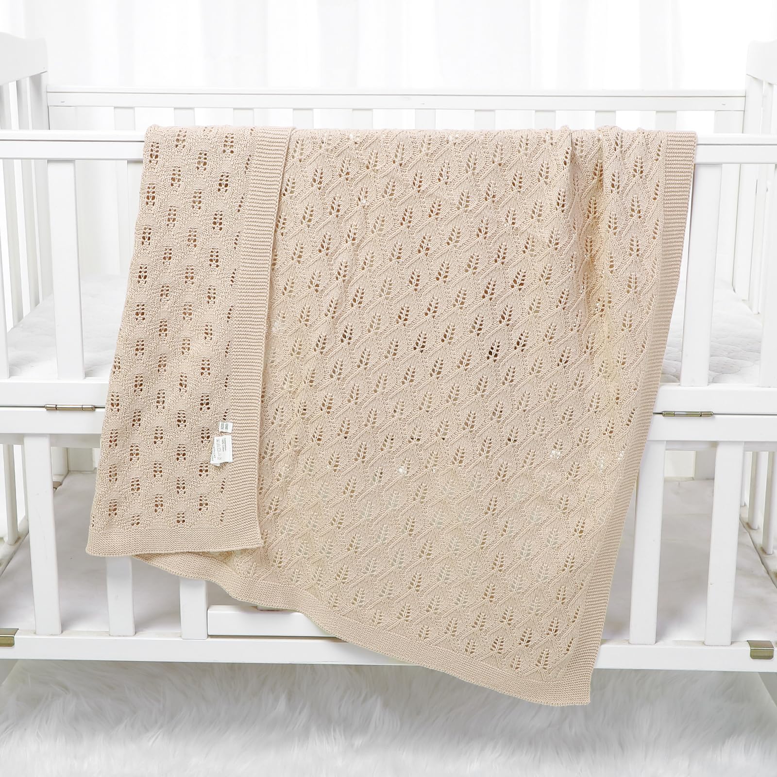 Gehaakt Babydekentje 80x100 cm - Beige Sprinkles