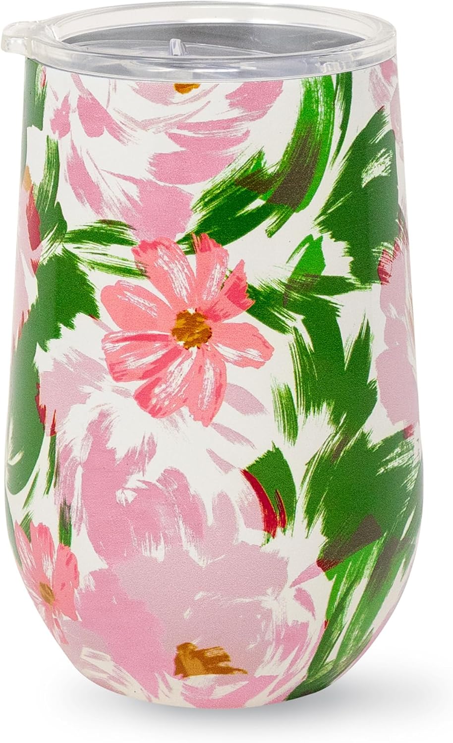 kate spade new york Insulated Stainless Steel Wine Tumbler, 16 Ounce Double Wall Tumbler, Floral Stemless Travel Cup with Lid (Goddess Stripe) - Image 2