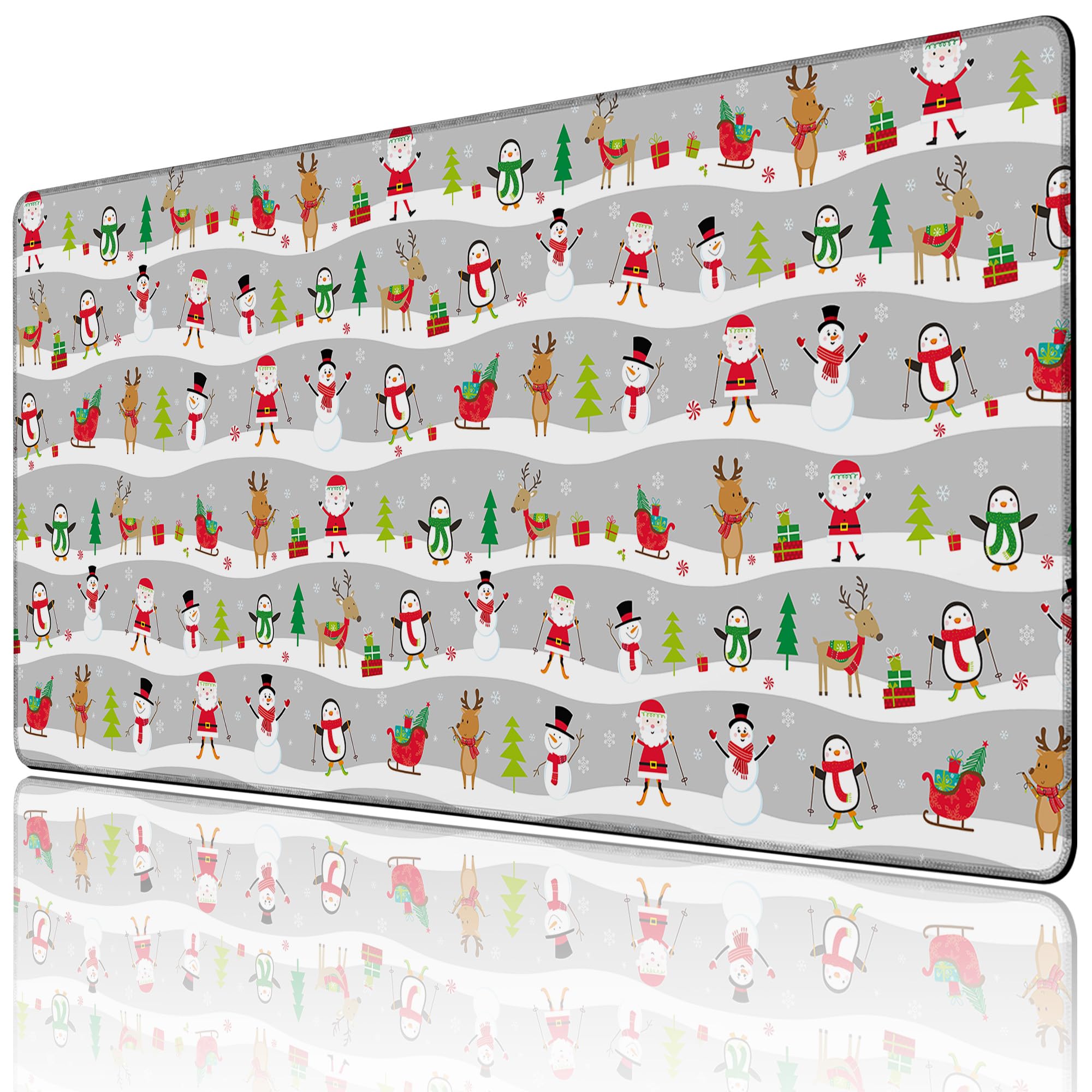 Tapis de souris de Noël antidérapant avec bords cousus - 8