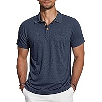 TARAINYA Polo Uomo Cotone Maniche Corte con Tasca Polo Shirt Estivo Blu Navy XL