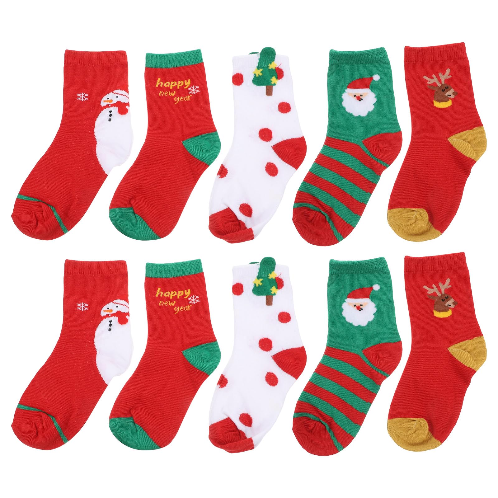 Amosfun 5 Pairs Children kids Socks Cotton Cartoon Xmas Socks for 1-3 Years Old (Christmas Mixed)