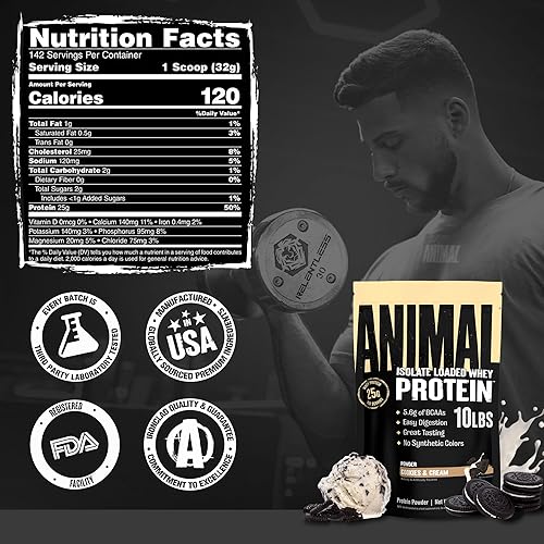 Vista 45 de Animal Whey Polvo de proteína aislada de suero de leche, para recuperarse después del entrenamiento, baja en azúcares sumamente digerible, sabor