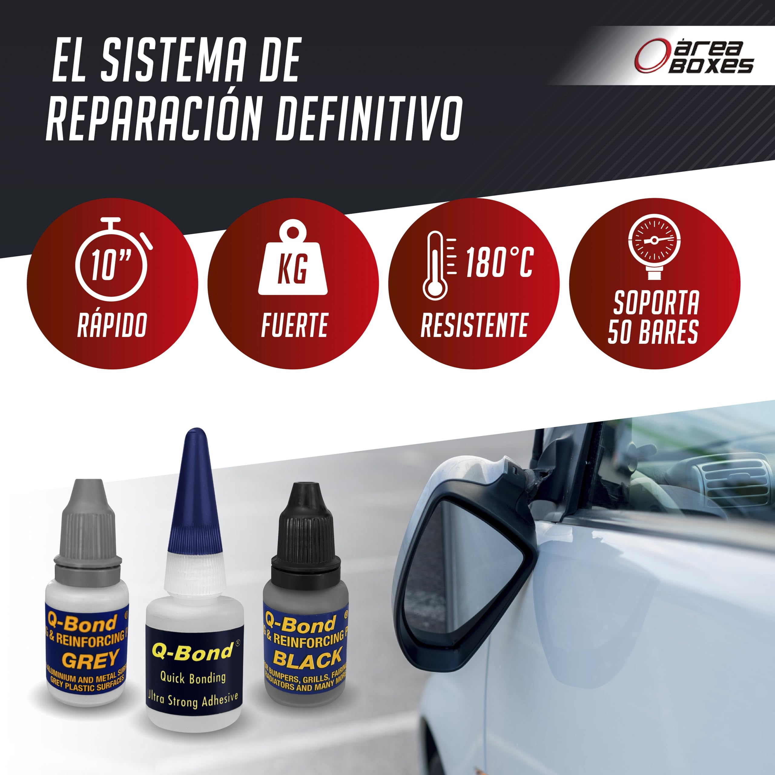 Pegamento Extrafuerte Dos Componentes. [Qbond] Adhesivo P/TODOS Los Materiales. Soldadura En Frio Para Metal. Kit Reparación De Cianoacrilato + Polvo, Facil Y Rapido. (Kit 9 piezas)