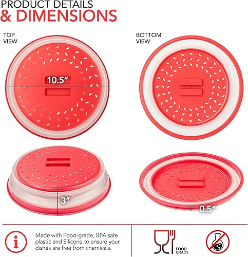 Miniatura 3 de Cubierta de microondas Cubierta de protección contra salpicaduras de alimentos Tapa Plato Cubiertas Calefacción Silicona Plegable Exultimate