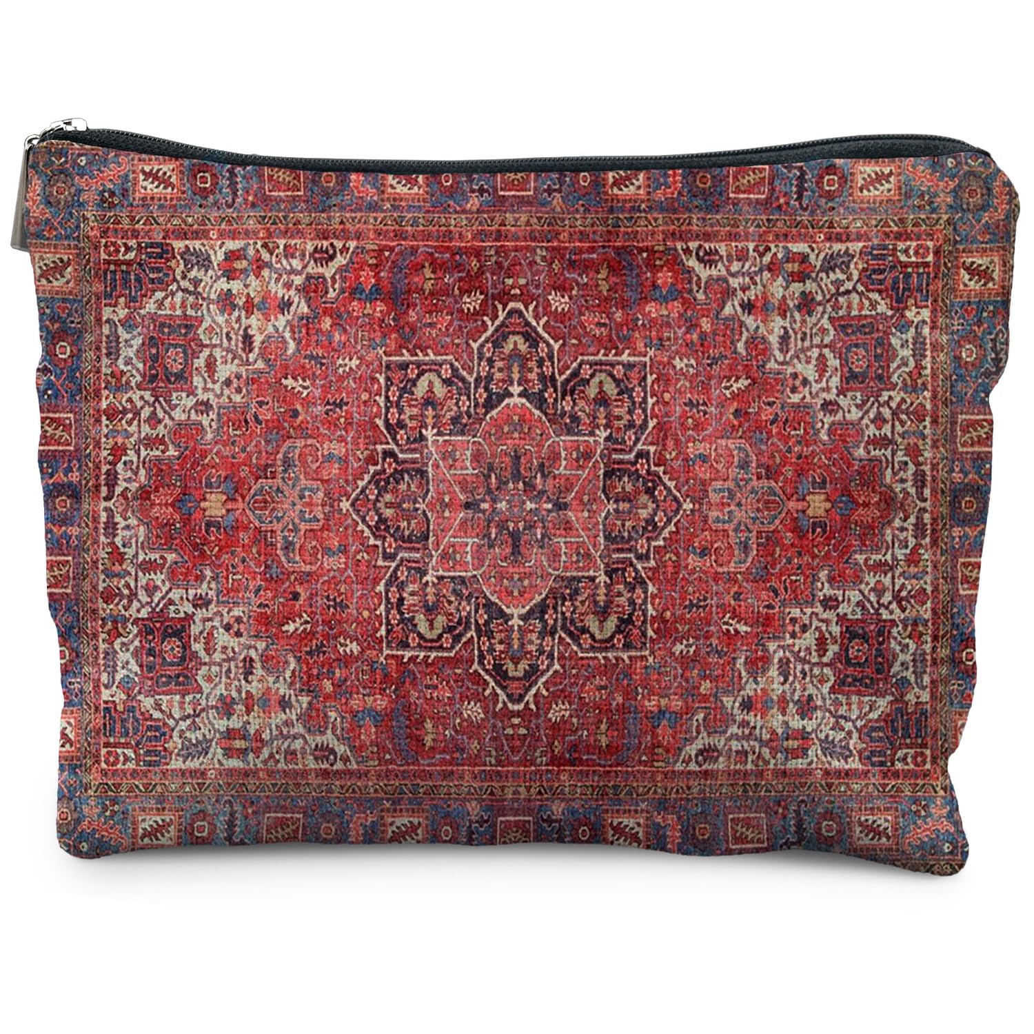 Kosmetiktasche im Vintage-Stil, Blumenmuster, Boho, neutrale florale Kosmetiktasche, Marokkanische Matten