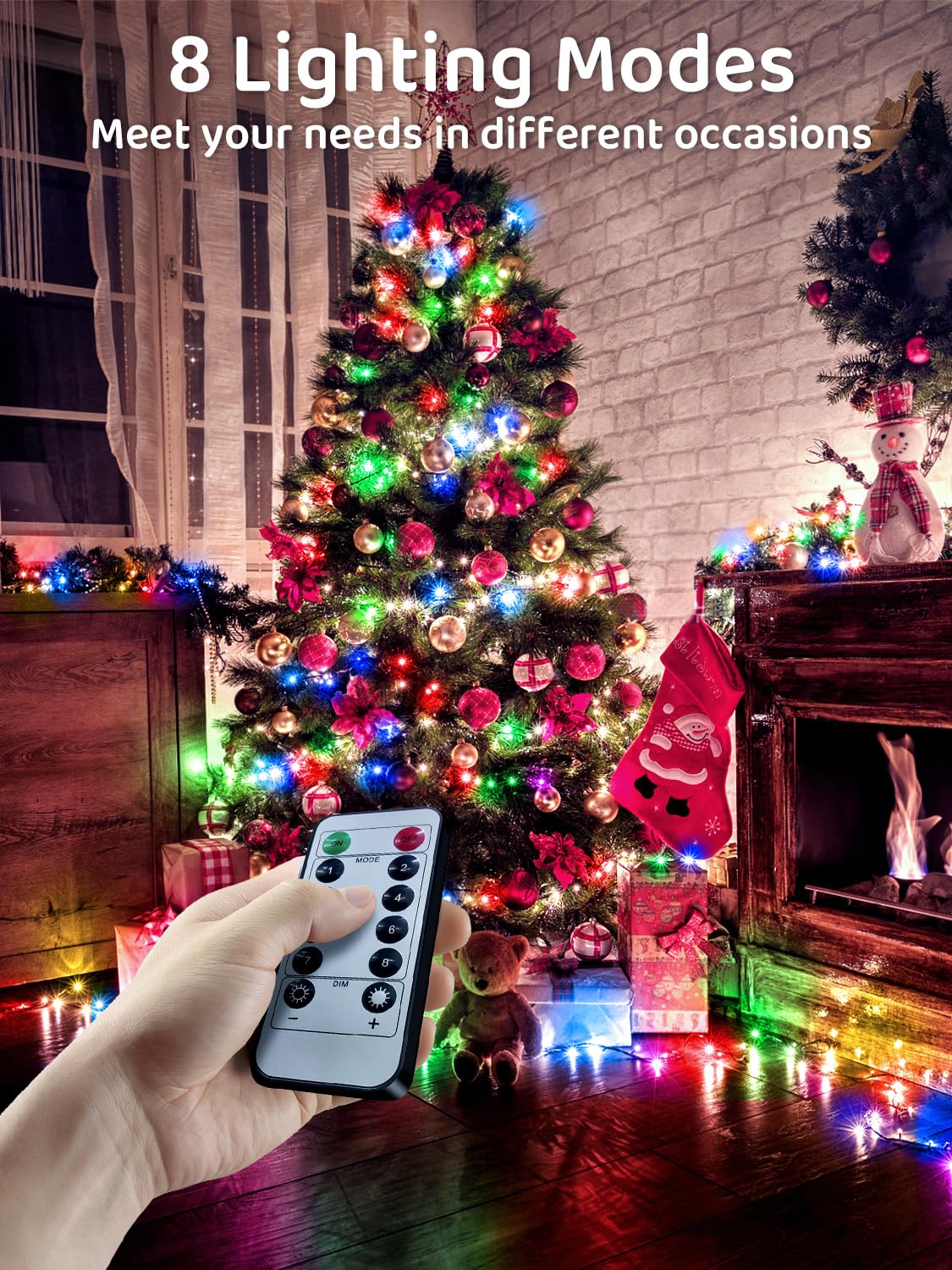 ARKOCHIC 30M Luci Albero di Natale, 300 LED Luci Natalizie da Esterno ed Interno, 8 Modalità con e Telecomando Lampade di Natale per Giardino, Balcone, Casa, Festa (Multicolore)