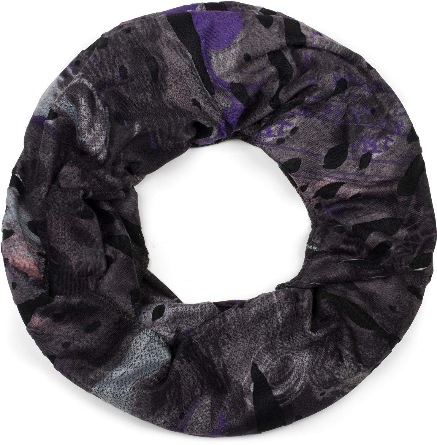 Stylebreaker Women's Anthracite-Violet-Pink Splat-Style Loop Tube Scarf With Blots And Characters In Destroyed Vintage-Look, Unisex 01016119, Colour: