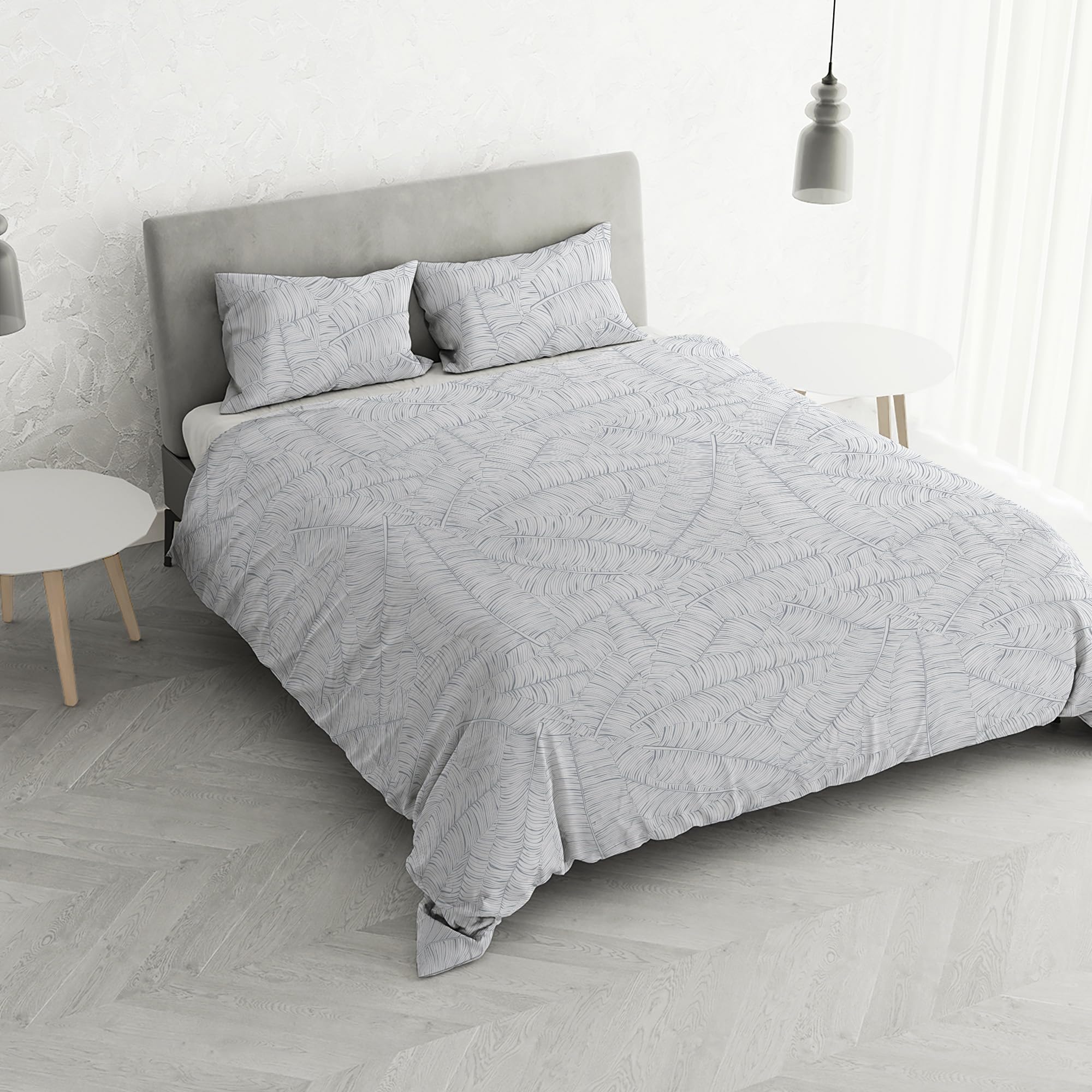 Italian Bed Linen PRINTED COLORS Duvet Cover Set, Made in Italy, Monkeys Grey, Double, Gray Monkeys, Queen-size bed - Image 2