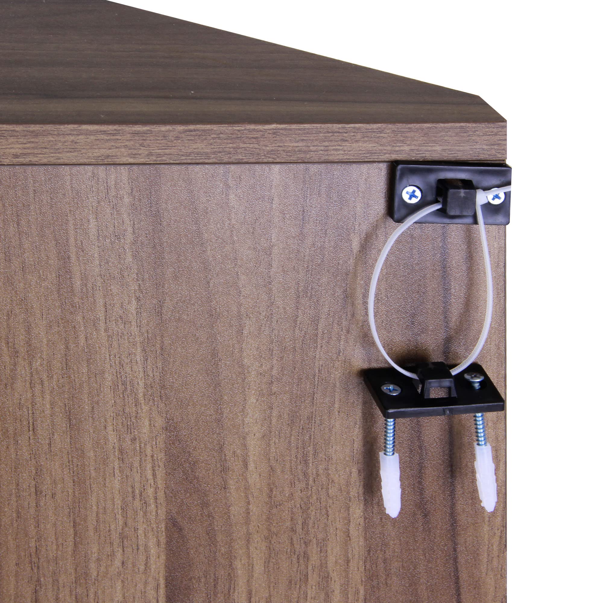 SogesHome Armadio Angolare da Parete in Legno Angolo di Stoccaggio Libreria Display da Tavolo con Ante e Scaffali Aperti per Piccoli Luoghi Soggiorno