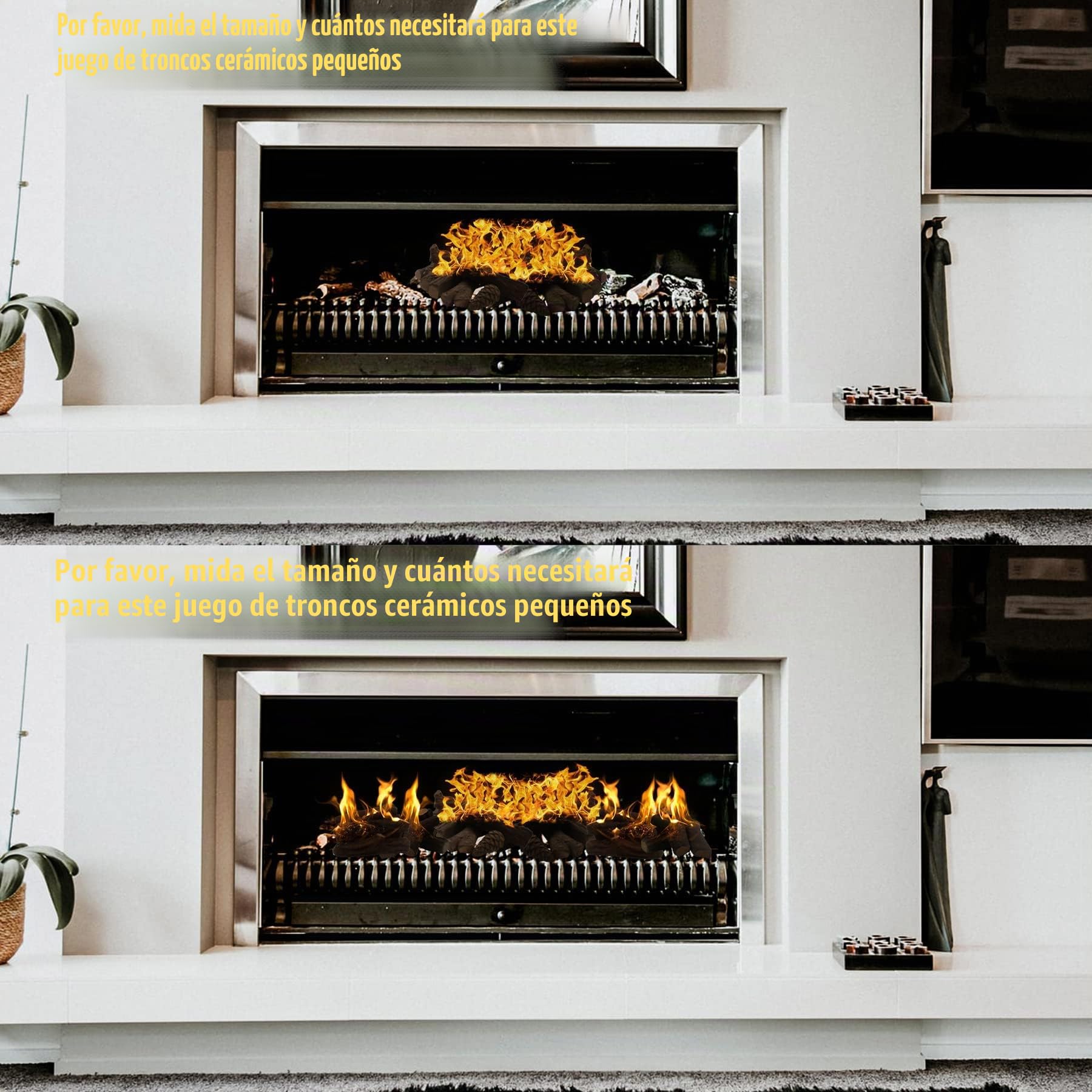 Madera de cerámica para chimeneas de bioetanol, Troncos de Gas, 10 Piezas de leña de cerámica Decorativa para Interiores y Exteriores, Insertos de Gas, ventilados, sin ventilación……