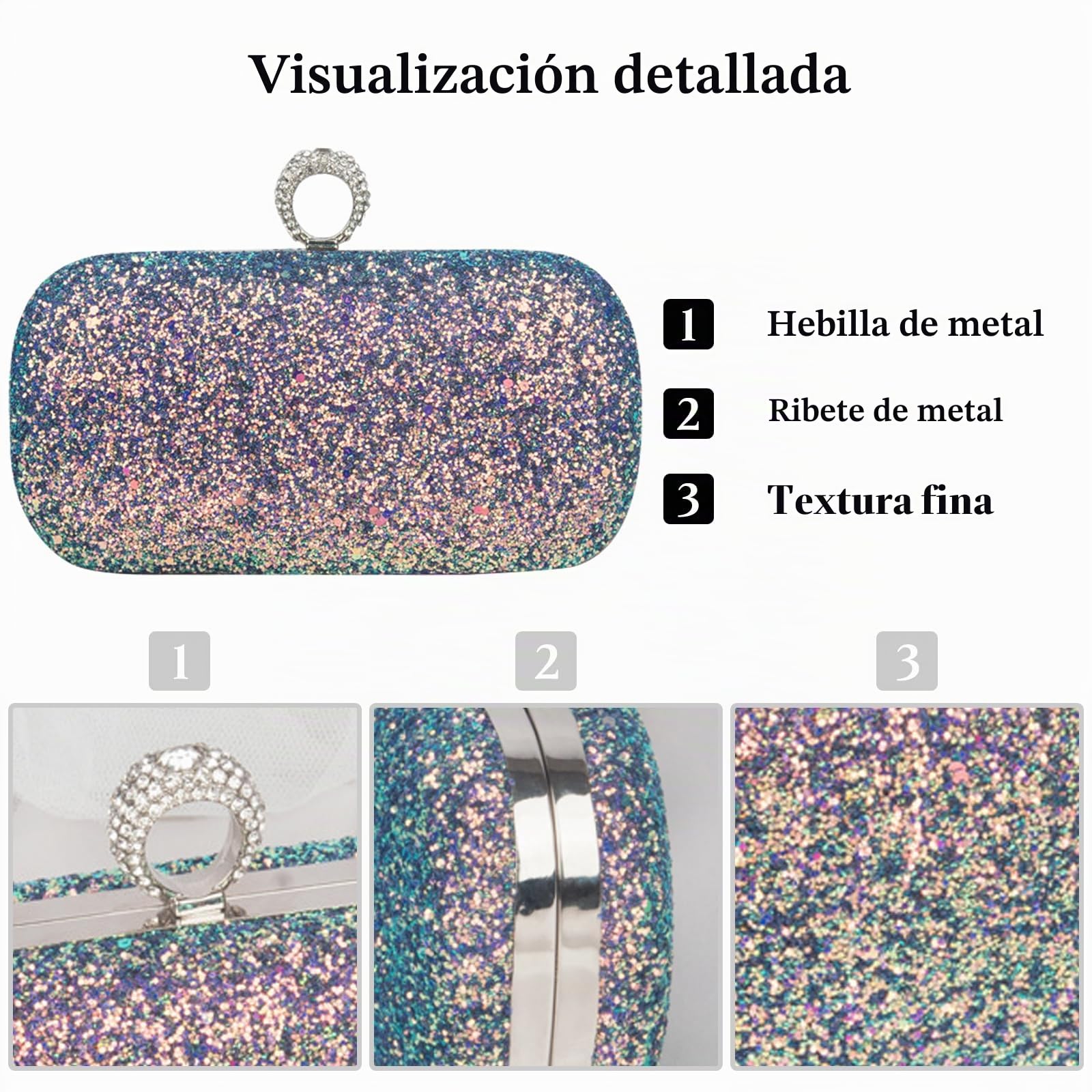Lentejuelas Clutch para Mujer Bolsa de Noche Bolso de Fiesta Lujoso Bolso de Hombro Bolso de Boda Bolsa de Cadena Pequeña Elegante Bolsos Bandolera para Fiesta de Graduación Banquete Verde