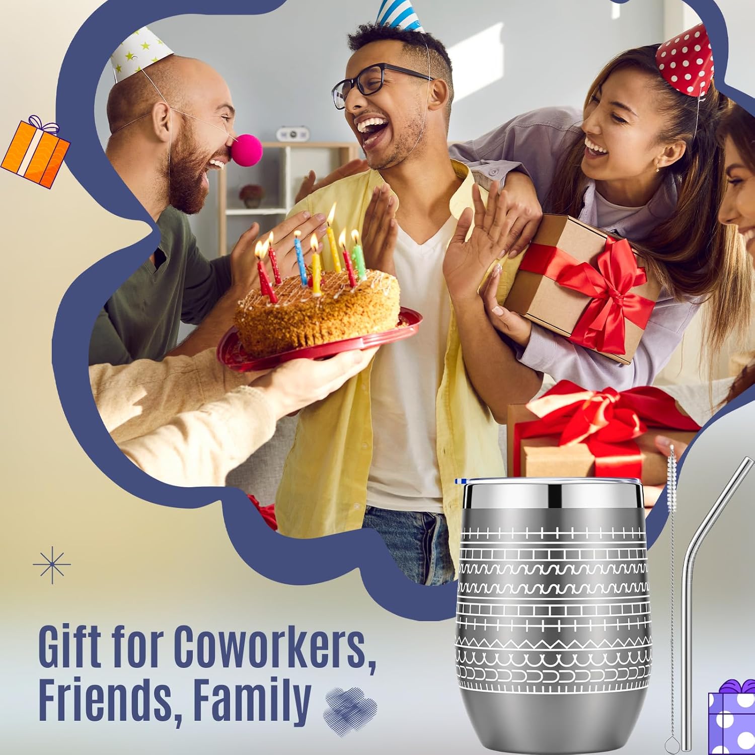 Geiserailie 4 Pcs 12 oz Hidden Message Mug Stainless Steel Insulated Tumblers Coffee Mug Wine Cup Gift for Father Day Gift Employee Appreciation Christmas Family Coworkers Friends