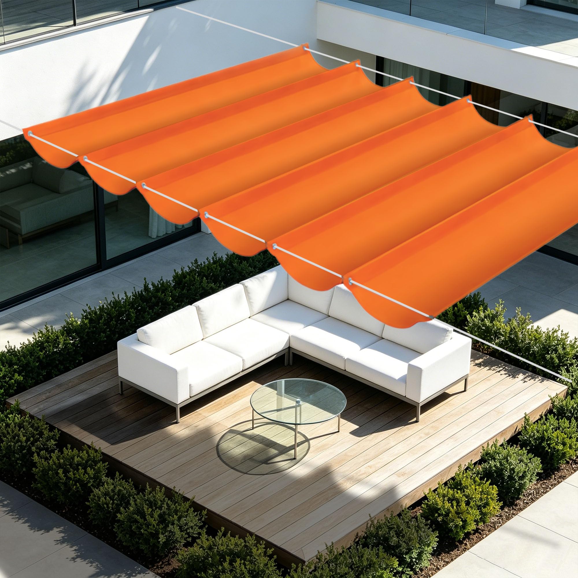 Toile d'ombrage rétractable orange 100x650 cm imperméable pour balcon et jardin