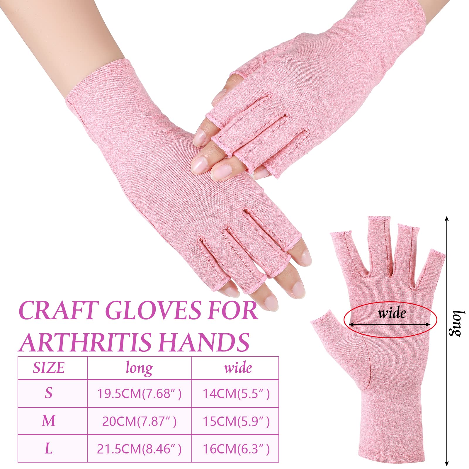 Crowye 6 paia di guanti a compressione per artrite alleviano il dolore muscolare guanti senza dita guanti da digitazione all'ingrosso per donne e uomini, Colorato, 7.9 x 15 cm