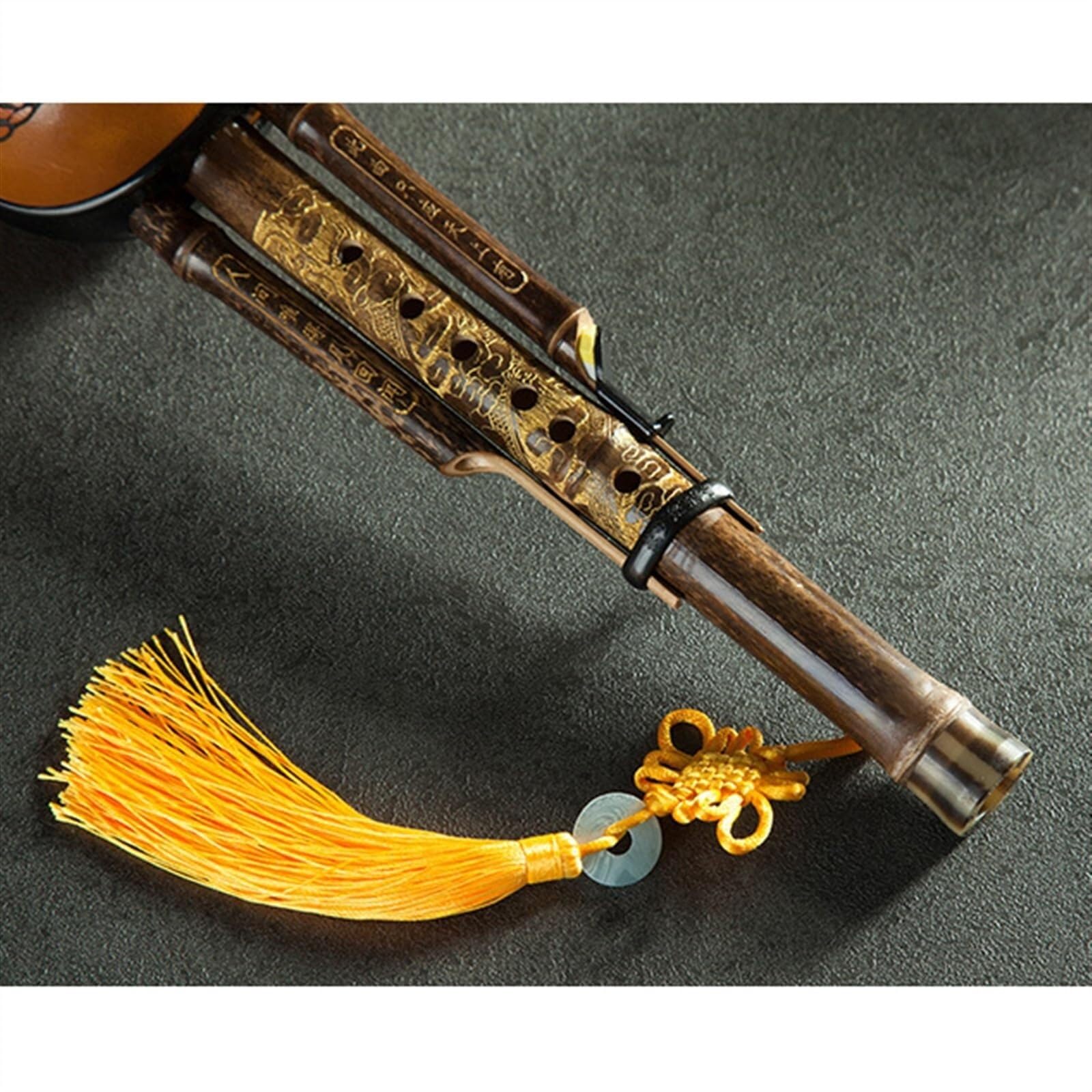Flauta Hulusi anticaída Natural y duradera Flauta Hulusi de tres tonos Tecla C/B Tecla plana Calabaza Instrumento musical con estuche Hulusi profesional(B Flat)
