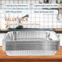 Vista 6 de Sartenes desechables de papel de aluminio de 21 x 13 pulgadas de tamaño completo (paquete de 20) recipientes de alimentos rectangulares, resistentes