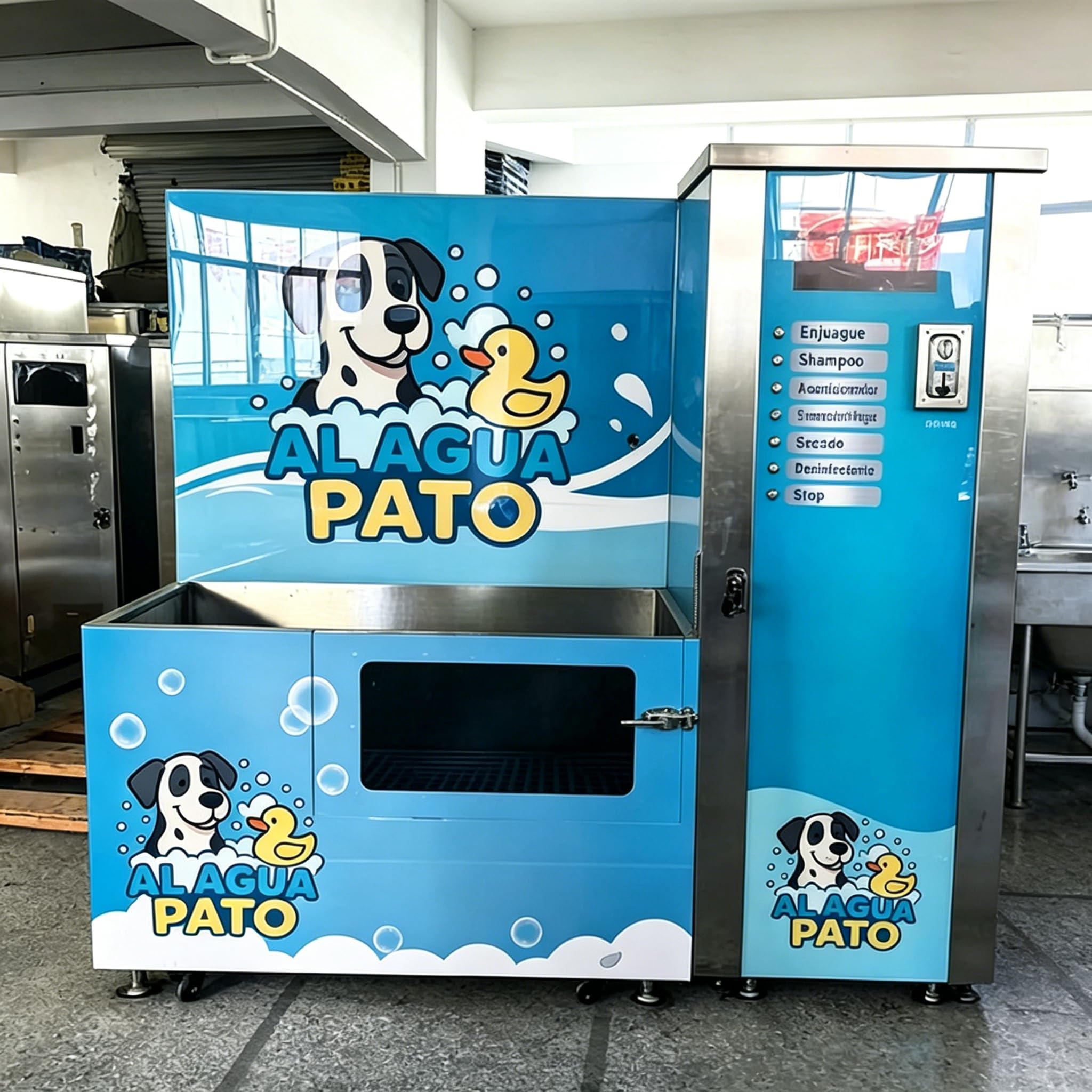 Stazione automatica di lavaggio del cane Sistema di lavaggio degli animali domestici self-service commerciale con essiccatore integrato, attrezzatura per la toelettatura in acciaio inossidabile per