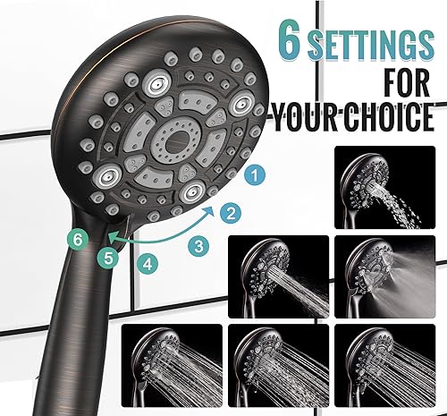 Miniatura 71 de SR SUN RISE Sistema de ducha – Sistema de cabezal de ducha de alta presión de 12 pulgadas – 6 ajustes de cabezal de ducha de mano – Juego de grifo