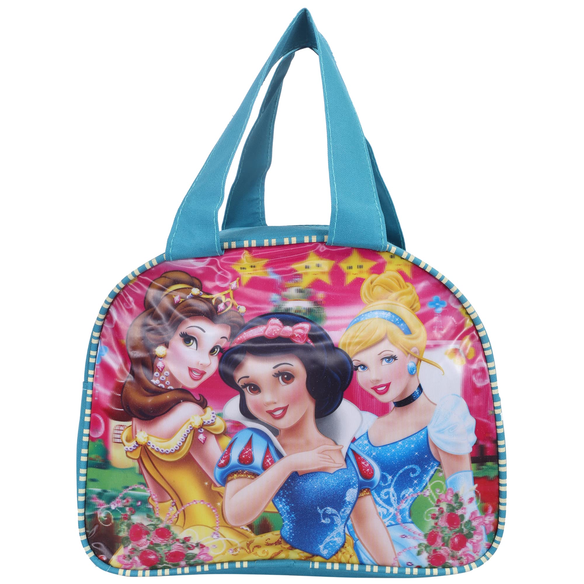 WILLING FASHIONWilling Fashion Lunch Denim Tiffin Picnic Work School Office Lunch Bag for Kids with Bottle Holder WF-39905SM-2 (Turquoise Disney)